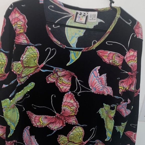Take Two Clothing Co. Black/Pink Butterfly Top - Picture 3 of 6